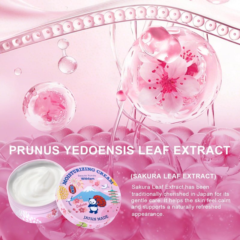 Beaute Rondo Withfam Moisturizing Cream, Delicate Sakura Scent, J-Beauty, Perfect for a Gift, Gentle for Kids, Toddlers, Teenagers, Expectant Mothers and Sensitive Skin, Net Wt. 2.65 oz (75 g)