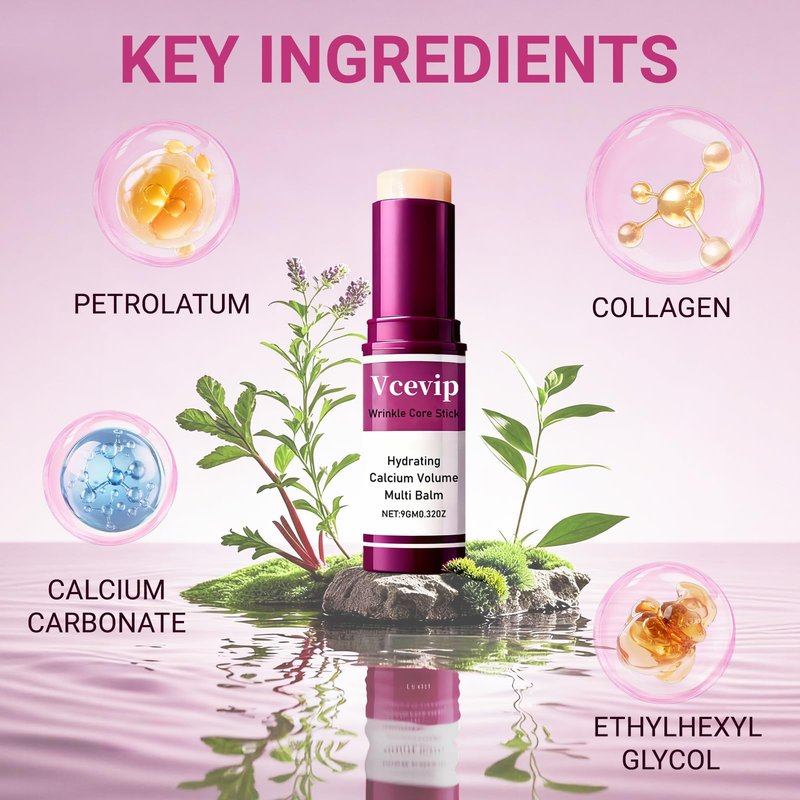VCEVIP Calcium Volume Multi Balm Stick - Anti-Aging Collagen Cream for Intensive Hydration, Wrinkle Repair & Skin Firming, Suitable for Face, Eyes and Neck.