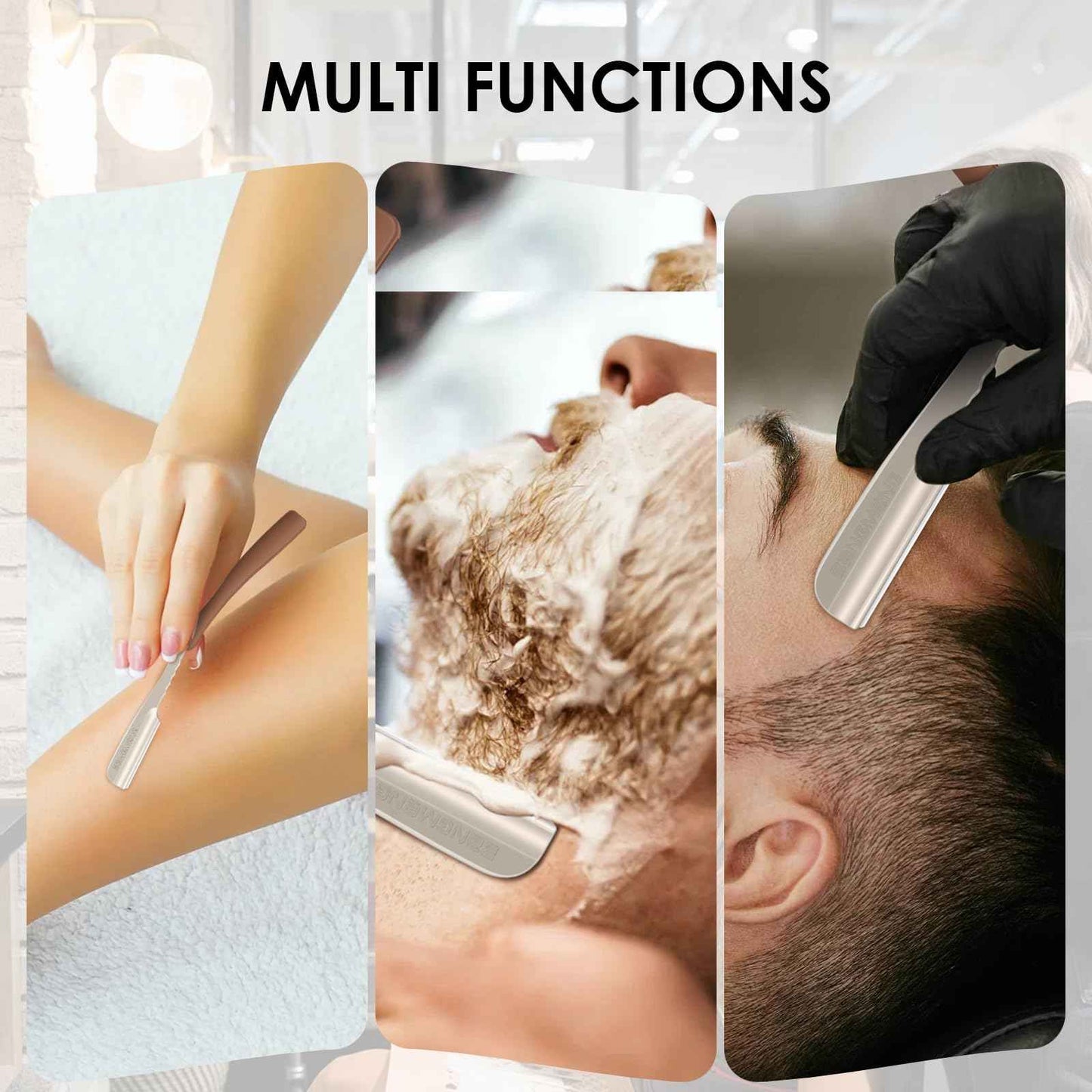 BANGMENG Straight Razor for Men, Professional Barber Razor with 20 Stainless Steel Blades, Edge Single Blade Shavette Shaving Razor for Smooth Precise Shave