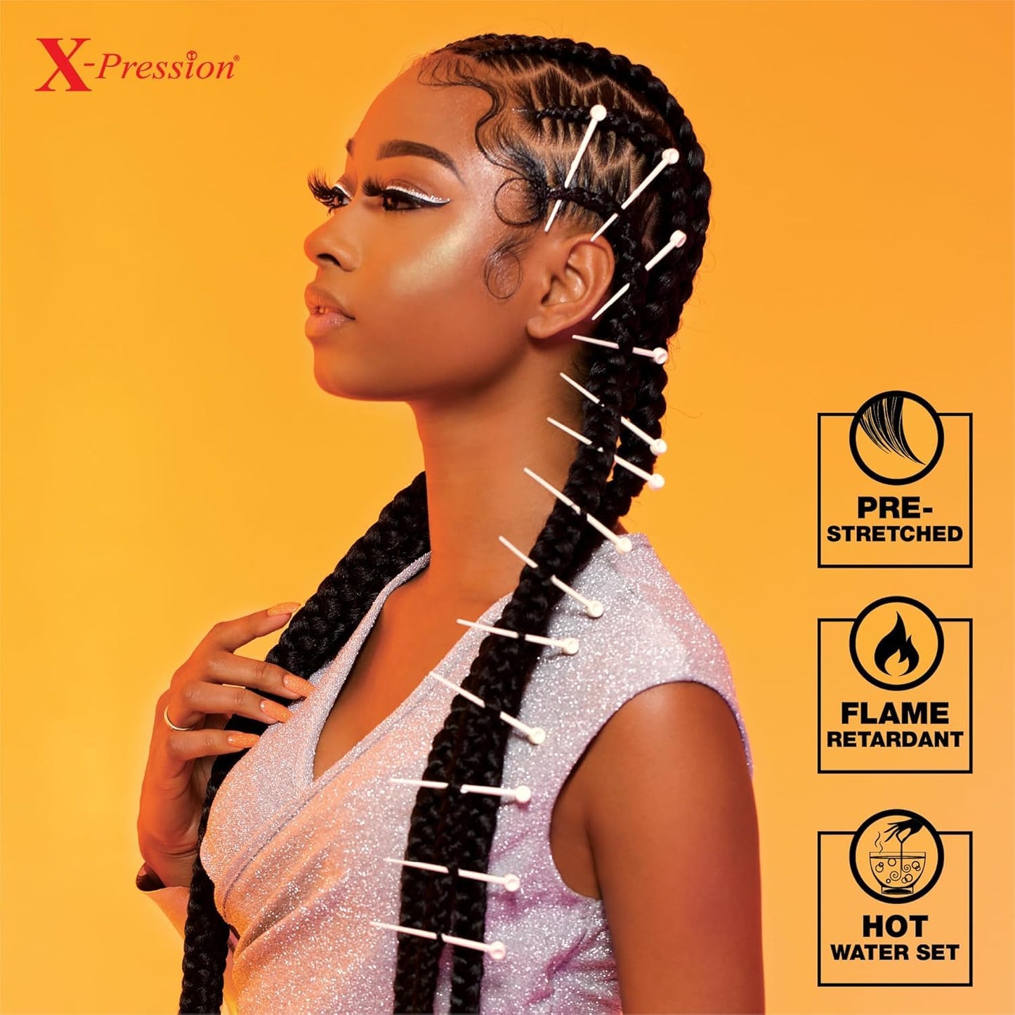 XPRESSION 3X Pre-Stretched Braids - 58 Inch Long, 5-Pack | Natural Black 1B