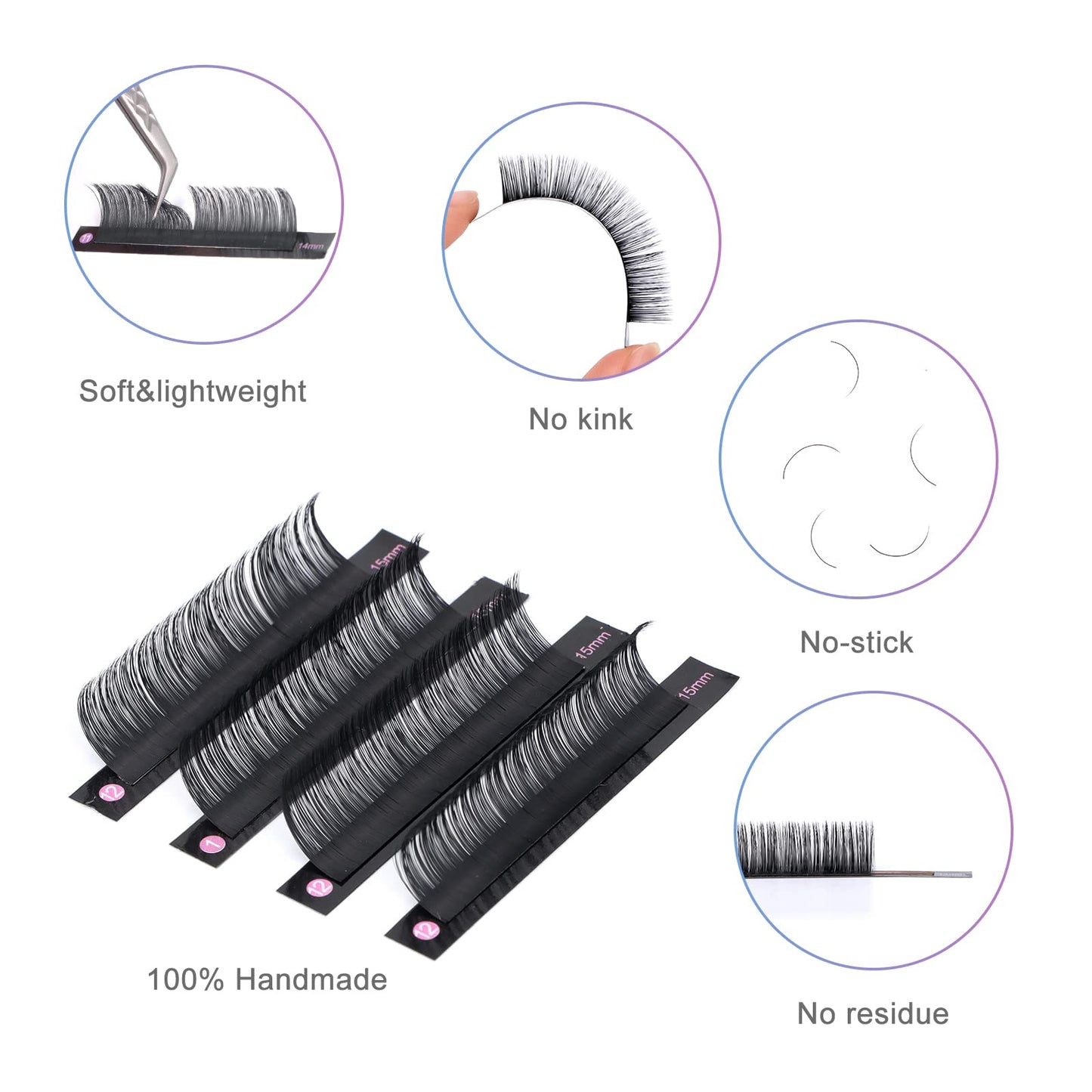 DF Lash Extension Volume Lash Extensions 0.05 CC Curl 11mm Individual Lash Extensions Classic Eyelash Extensions Soft Matte Black Single Lashes Professional Salon Use