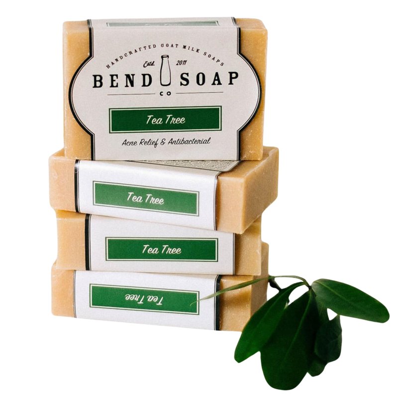 Bend Soap Company Tea Tree Goat Milk Soap 4 Pack, Handmade Natural Bar Soap with Tea Tree Essential Oil, Body, Hand & Shower Soap, 4.5 oz Bars, 18 oz Total