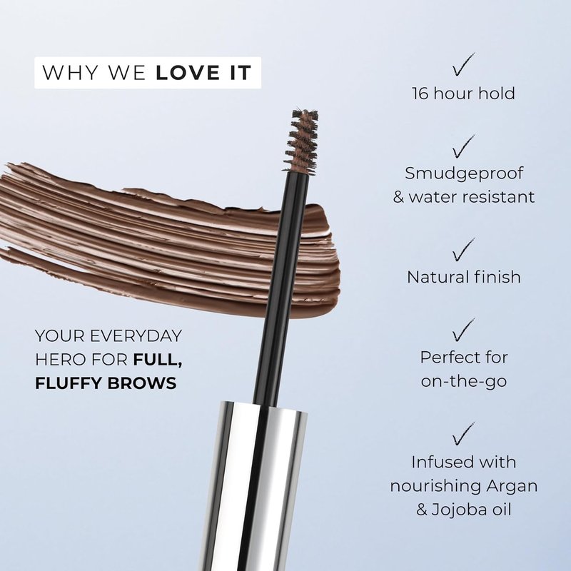Wunderbrow Fluffy Brow Wax - 16 Hour Hold, Smudgeproof & Water Resistant | Brunette Shade