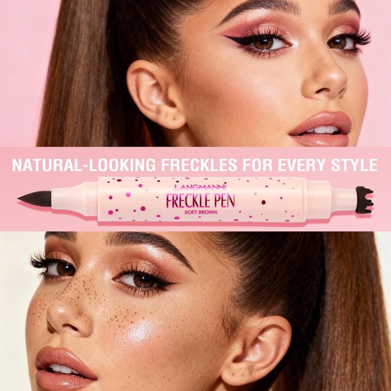 Jolilab Freckle Pen 3-in-1: Dual-Ended Stamp & Precision Tip (Eyeliner/Brow Pencil), 2 Shades Soft Brown/Dark Brown, Waterproof Long-Lasting Smudge-Proof Compact On-the-Go Makeup(SOFT&DARK)