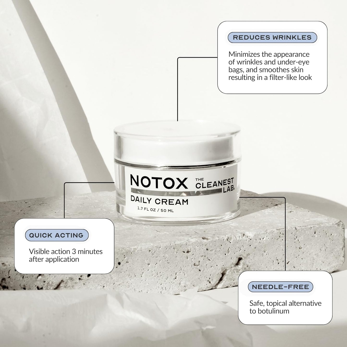 The Cleanest Lab NOTOX Daily Cream: Firming Peptide Face Cream for Sensitive Skin, Fragrance-Free with Squalane, Hyaluronic Acid & Vegan Collagen