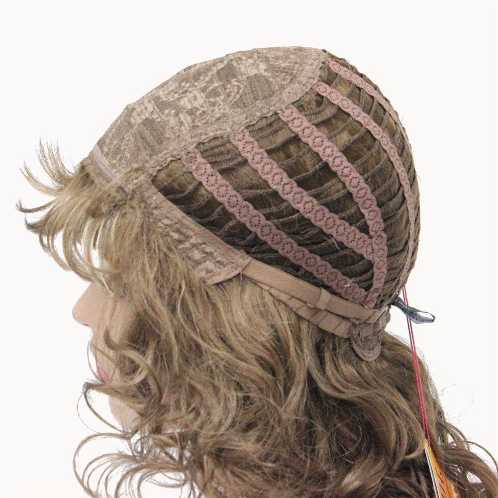 Aimole Women Long Curly Synthetic Wigs Natural Soft Wig (12TT26 Brown Highlighted)