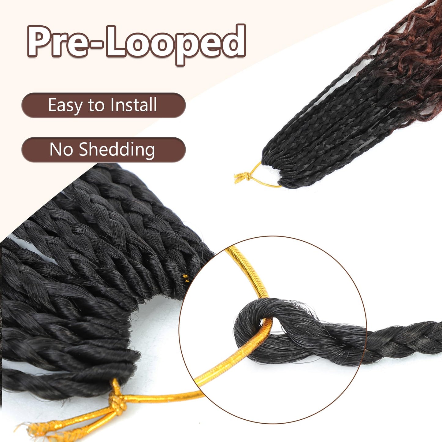 8 Packs Crochet Box Braids Hair -14 Inch Crochet Box Braids Hair Pre loopled Crochet Hair with Curly Ends Goddess Box Braids Crochet Hair Braiding Hair Crochet Braids Hair for Black Women (1B/33/30)