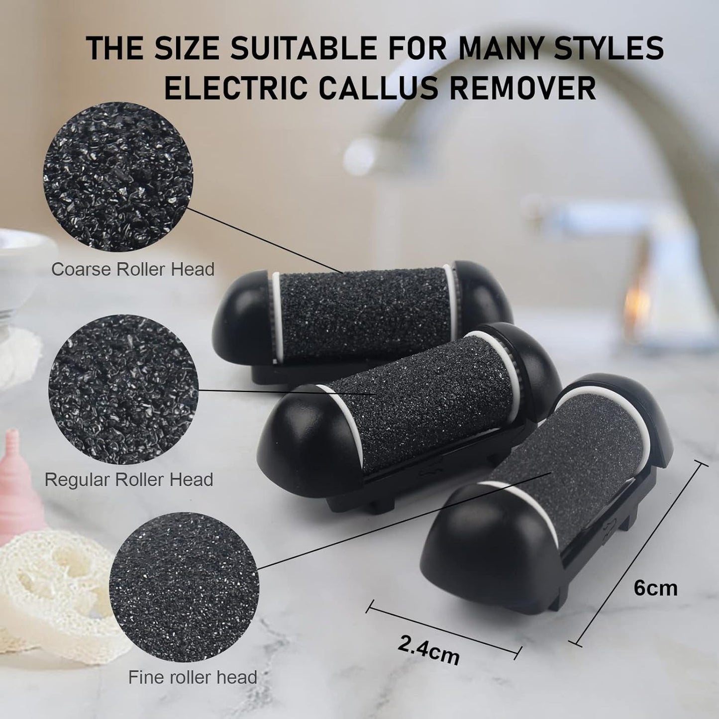 Electric Foot Callus Remover - 3 Roller Heads, 2 Speed Rechargeable | Waterproof Pedicure Tool for Hard Skin Care