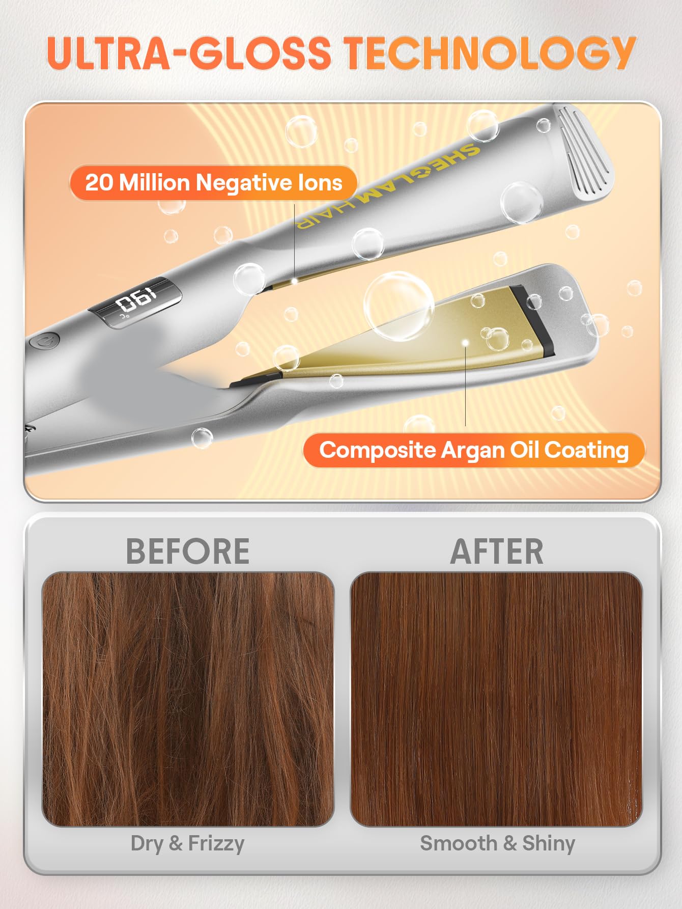 SHEGLAM Flat Iron Hair Straightener, 2-in-1 Twist Ceramic Hair Straightener and Curler, 1 inch, Fast Heating with LCD Display, Multi Styler Round Ion Flat Iron, 302-446°F, Anti-Frizz for Less Damage