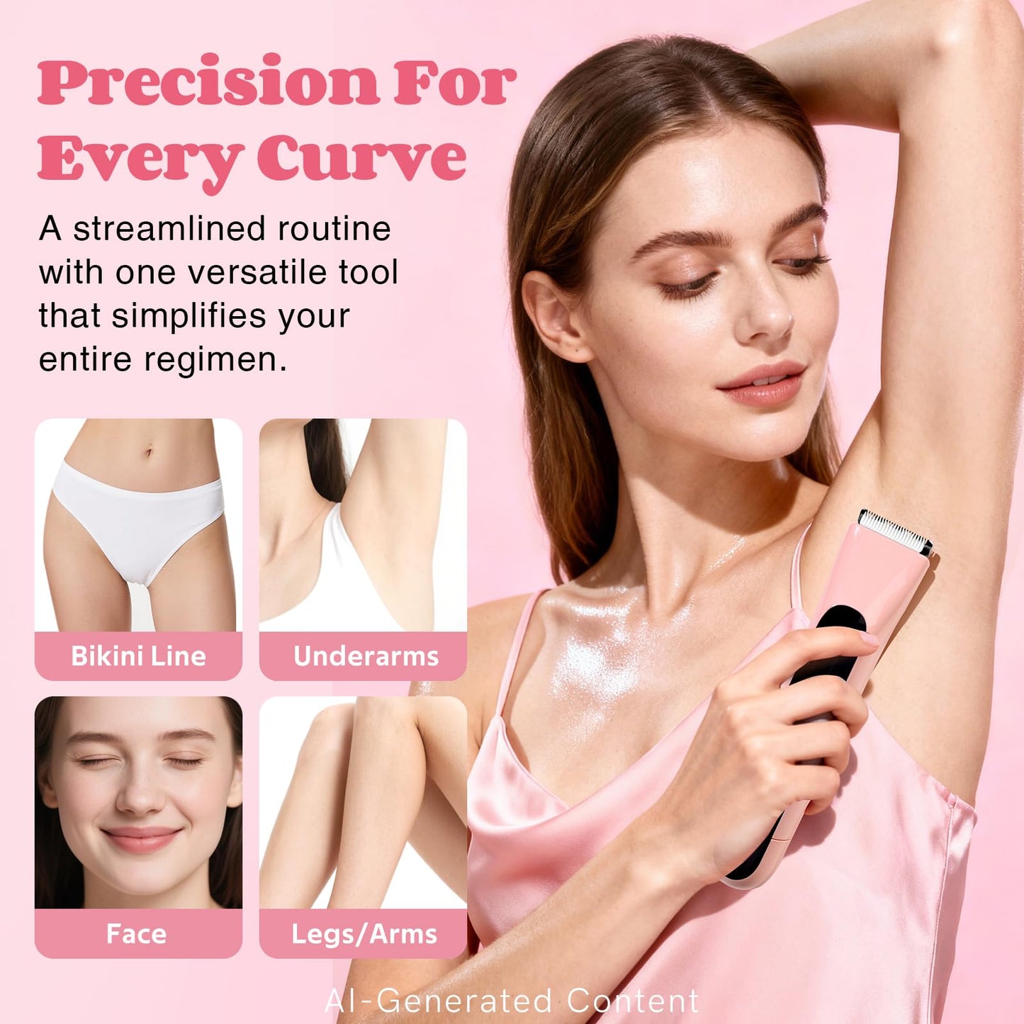 Bikini Trimmer for Women, 2 in 1 Dual-Head Electric Shaver for Legs Underarms Face Pubic Area, IPX7 Waterproof Wet & Dry Use, Rechargeable Cordless Body Hair Trimmer with USB-C, for Holiday Gift
