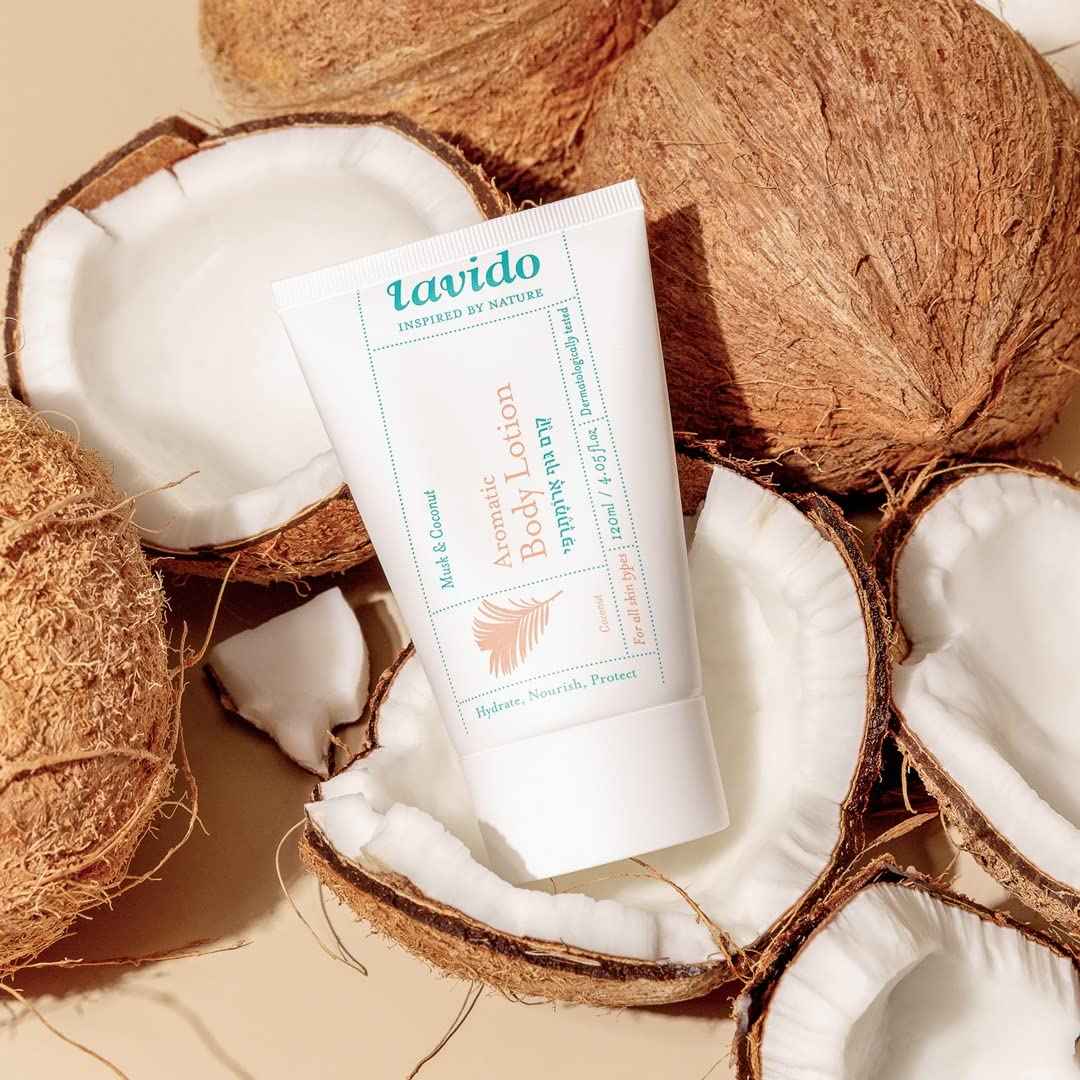 Lavido - Natural Aromatic Body Lotion | Clean, Non-Toxic Skincare (Musk & Coconut, 4.05 fl oz | 120 ml)