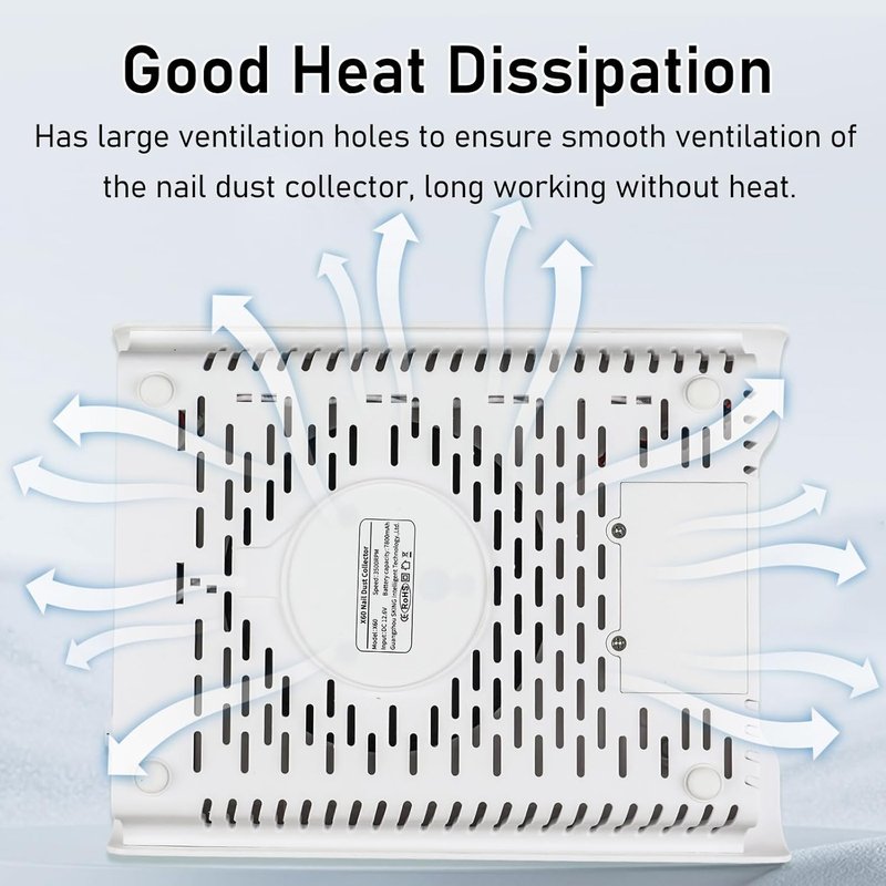 Nail Dust Collector - Professional Rechargeable Vacuum Fan for Nail Techs | Includes 2 Reusable Filters
