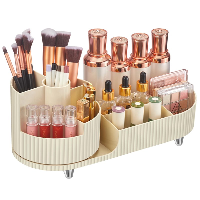 Syntus Makeup Organizer Countertop, Rotating Makeup Brush Holder Large Capacity Cosmetic Display Cases, Spinning Storage Holder for Vanity, Desk, Skincare, Perfume Organization