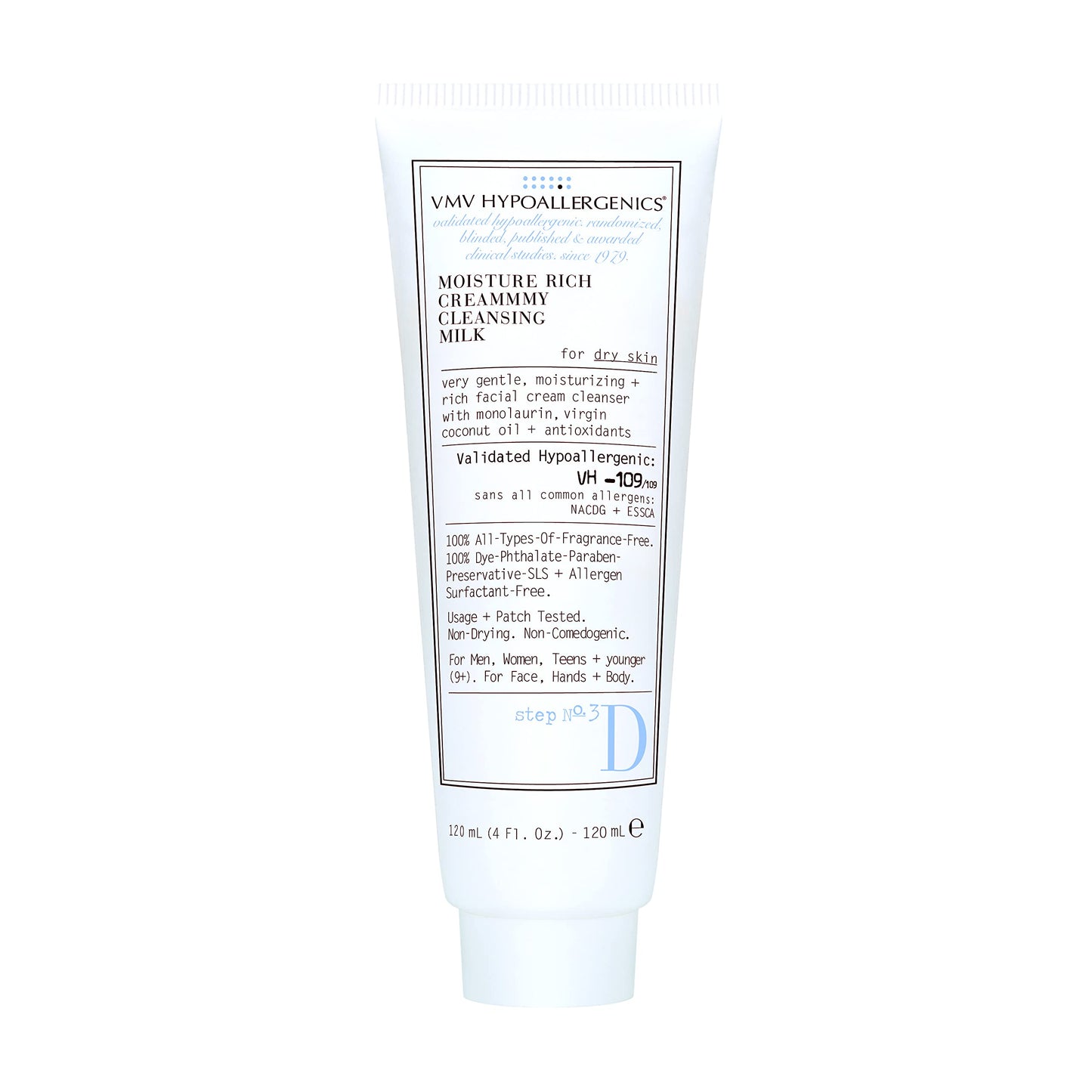 VMV HYPOALLERGENICS Moisture Rich Creammmy Cleansing Milk (Dry Skin), 4 Fl Oz (Pack of 1), (104406)