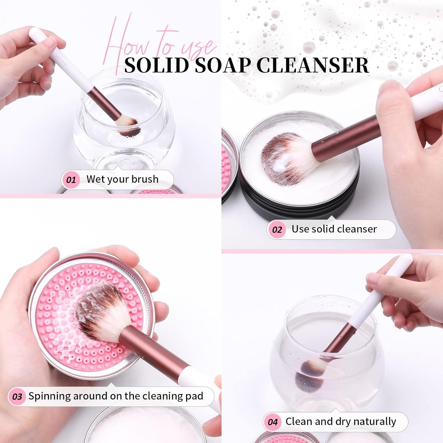 DUcare Makeup Brushes Set - 17 Pcs with Cleaning Mat, Sponge & Cleaner | Professional Quality Tools