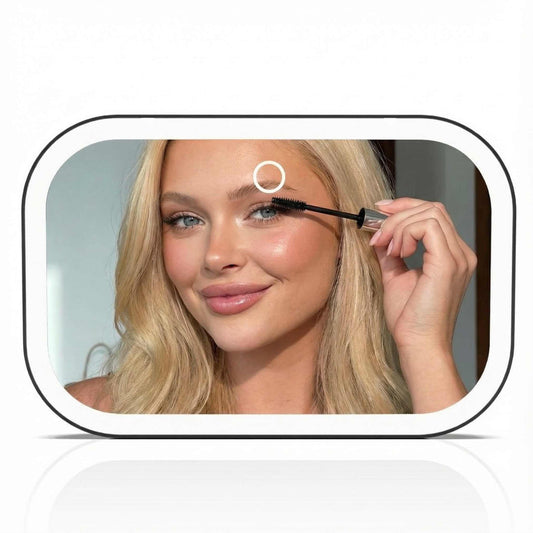 Fancii Car Sun Visor Makeup Mirror with Light, Rechargeable, 3 Color Modes, Dimmable, Adjustable Strap Clip-On Vanity Mirror, Universal fit, Built-in Kickstand (Juni 2) - Black