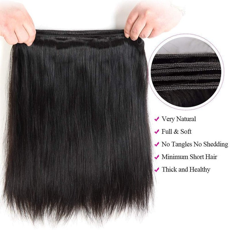 10A Straight Human Hair 1 Bundles 20 Inch 100% Unprocessed Brazilian Virgin Straight Weave Single Bundles Human Hair