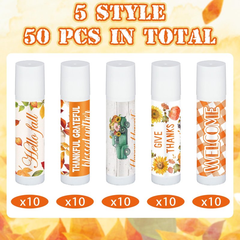 Siifert 50 Pcs Thanksgiving Christmas Party Gifts Bulk Thanksgiving Lip Balms Favors Holiday Basket Stuffers Christmas Stocking Stuffers Small Thank You Gifts for Women Men (Honey Flavor)