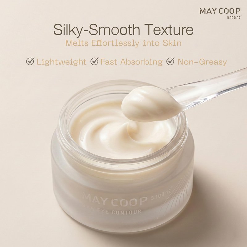 MAY COOP Raw Eye Contour | Korean Eye Cream with Sugar Maple Extract & Peptides, Hydrating Cream Contour for Daily Care, Lightweight Formula for Sensitive Skin, 0.67 fl oz