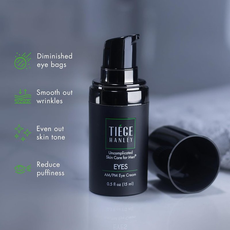 Tiege Hanley Eye Cream for Men - Hydrating Under Eye Treatment with Hyaluronic Acid & Vitamin B3 | 0.5 Oz
