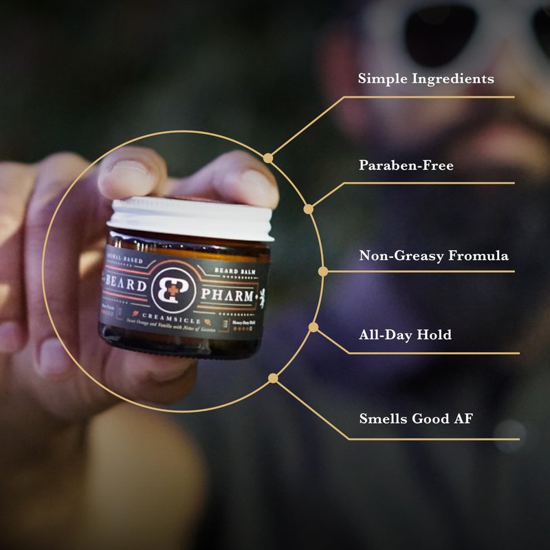 BeardPharm™ Premium Animal Based Beard Balm for Conditioning, Hold, and Control - Handcrafted with Tallow & Lanolin - Long-Lasting Scent - Non-Greasy Formula - No Industrial Seed Oils (Creamsicle)