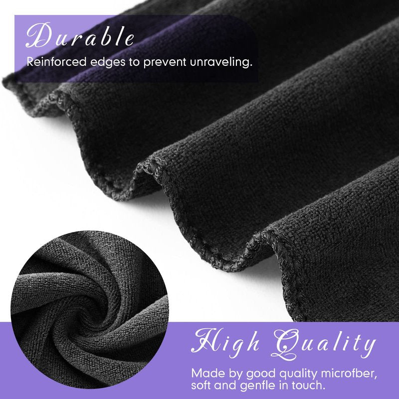 Macarrie 48 Pcs Makeup Towels Gifts Bulk for Women Teacher Graduation Employee 12 x 12 Inch Travel Make up Cloth Microfiber Wash Reusable Remover Face Skin Cleaning Soft Absorbent Spa Facial(Black)