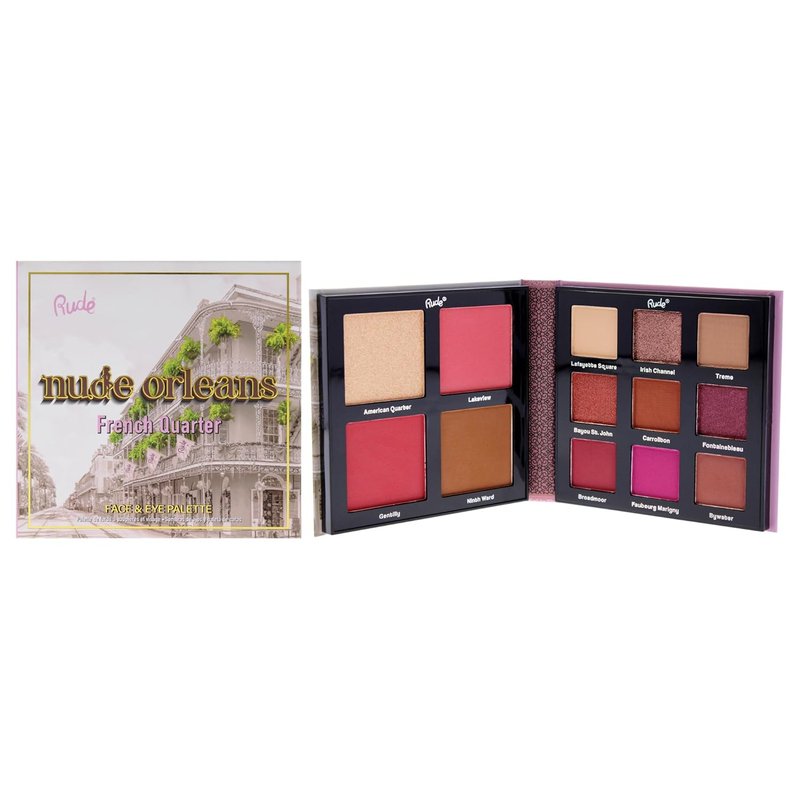 Nude York Face & Eye Palette - 9 Eyeshadows & 4 Blush Shades | Vegan, Cruelty-Free Natural Glam Makeup