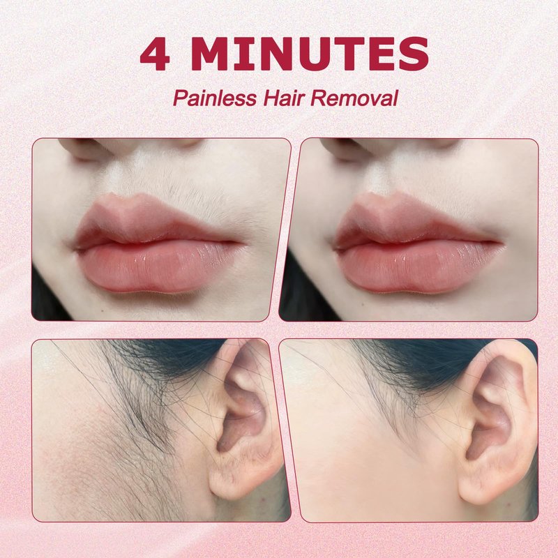 Painless Facial Hair Removal Cream for Upper Lip, Chin and Peach Fuzz - Women's Depilatory Cream Kit with Soothing Cream, Fast Acting 4-Min Formula Safe for Sensitive Skin,2.04 FL oz(Box of 3)