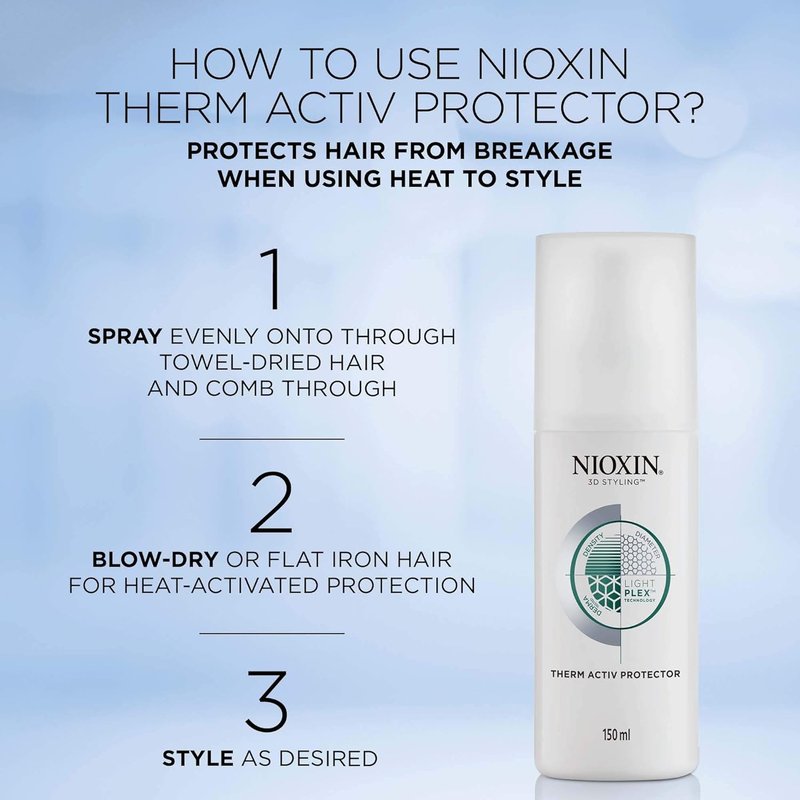 Nioxin 3D Styling Therm Active Heat Protector Spray - 5.1 Oz | Protects Hair from Heat Damage