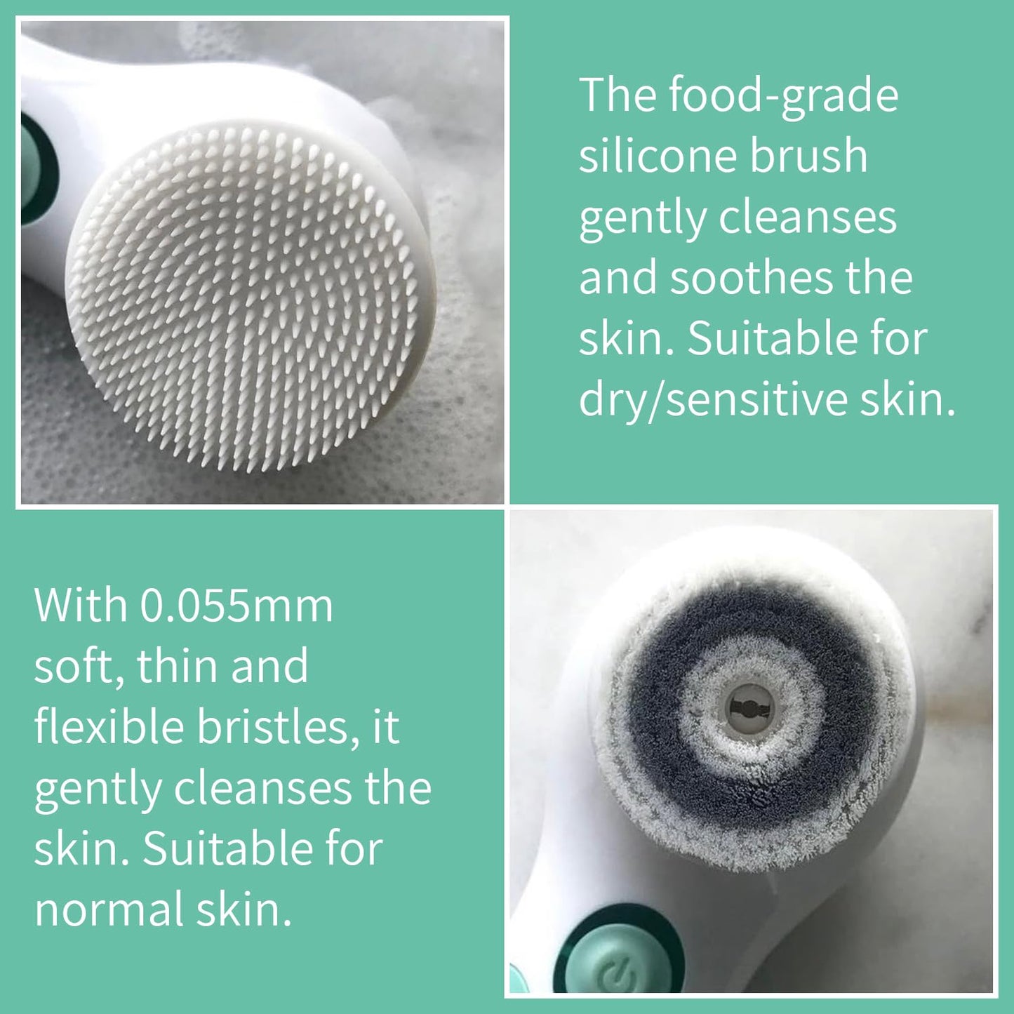Dermilogic Advanced Facial Cleansing Brush, 2-in-1 Exfoliator Tool, Face Scrubber, Pore Cleaning Brush, Skin Care Device, Face Wash Brush, Facial Exfoliating Brush, Face Brush for Women and Men