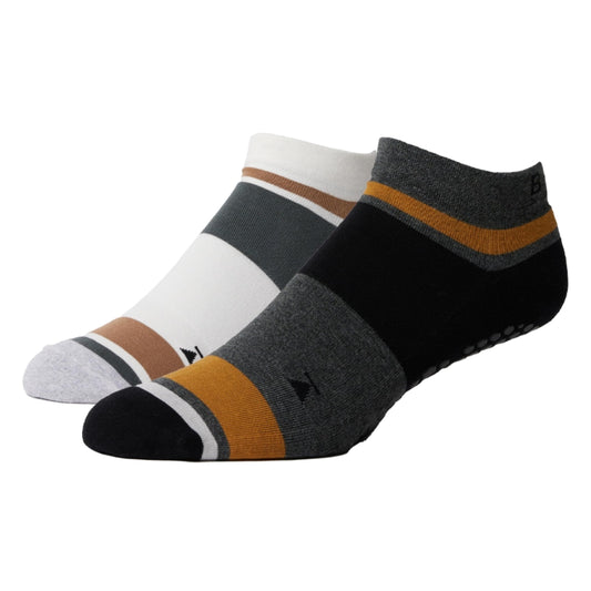 Base 33 Low Rise Grip Socks for Pilates, Yoga, Martial Arts, Lifting and Barre Grip Low Rise 2 Pack Limestone/Plateaus Large