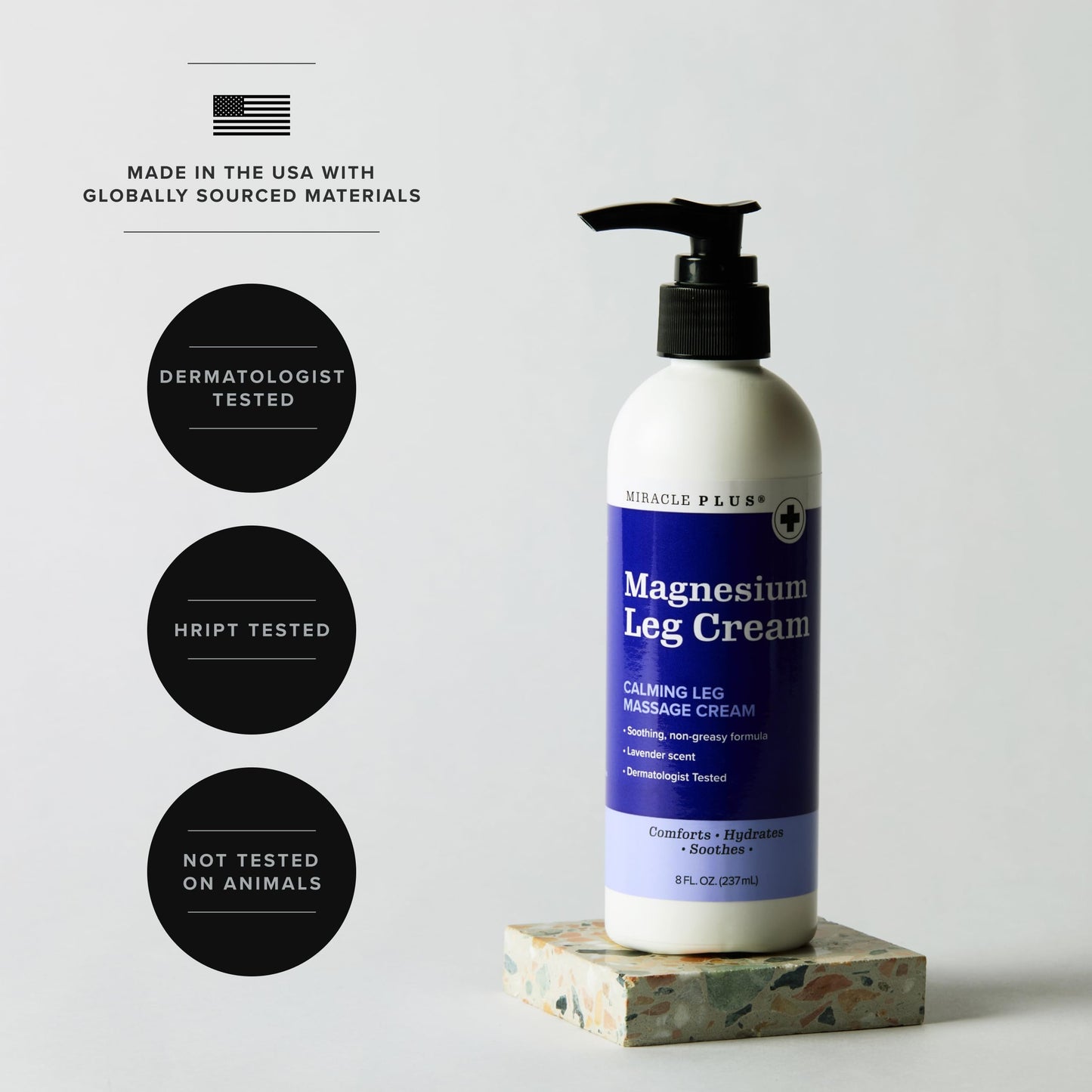 Miracle Plus Magnesium Cream For Leg Relief | Magnesium Lotion Calming Leg Cream Herbal Moisturizer Topical Body Butter Soothes + Calms Sensations, Itching, & Shaking, 2pc