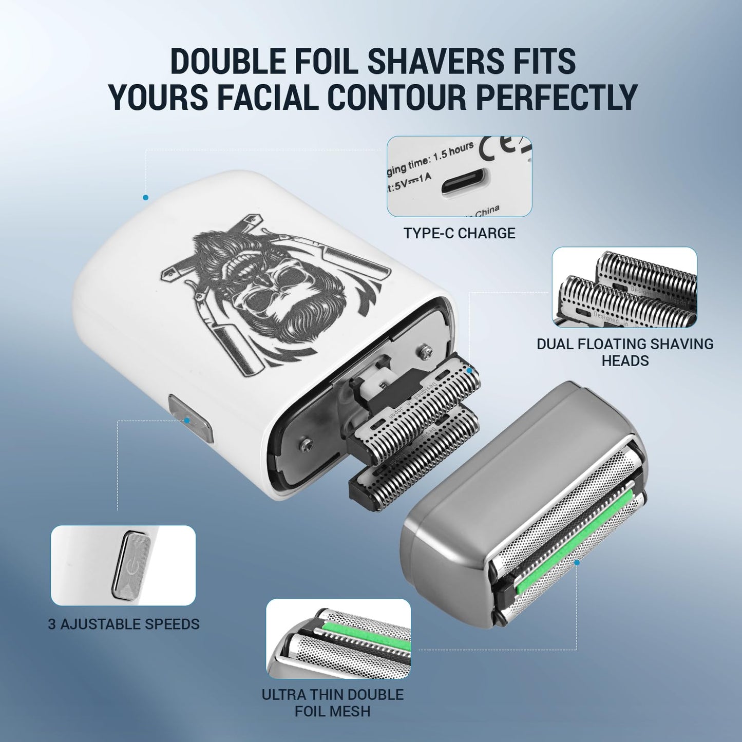 BESTBOMG® Hair Clippers for Men Professional, Hair Clipper, Beard Trimmer & Electric Shaver Kit, Zero-Gapped T-Blade Barber Grooming Kit, LED Display, Rechargeable, Gifts for Men