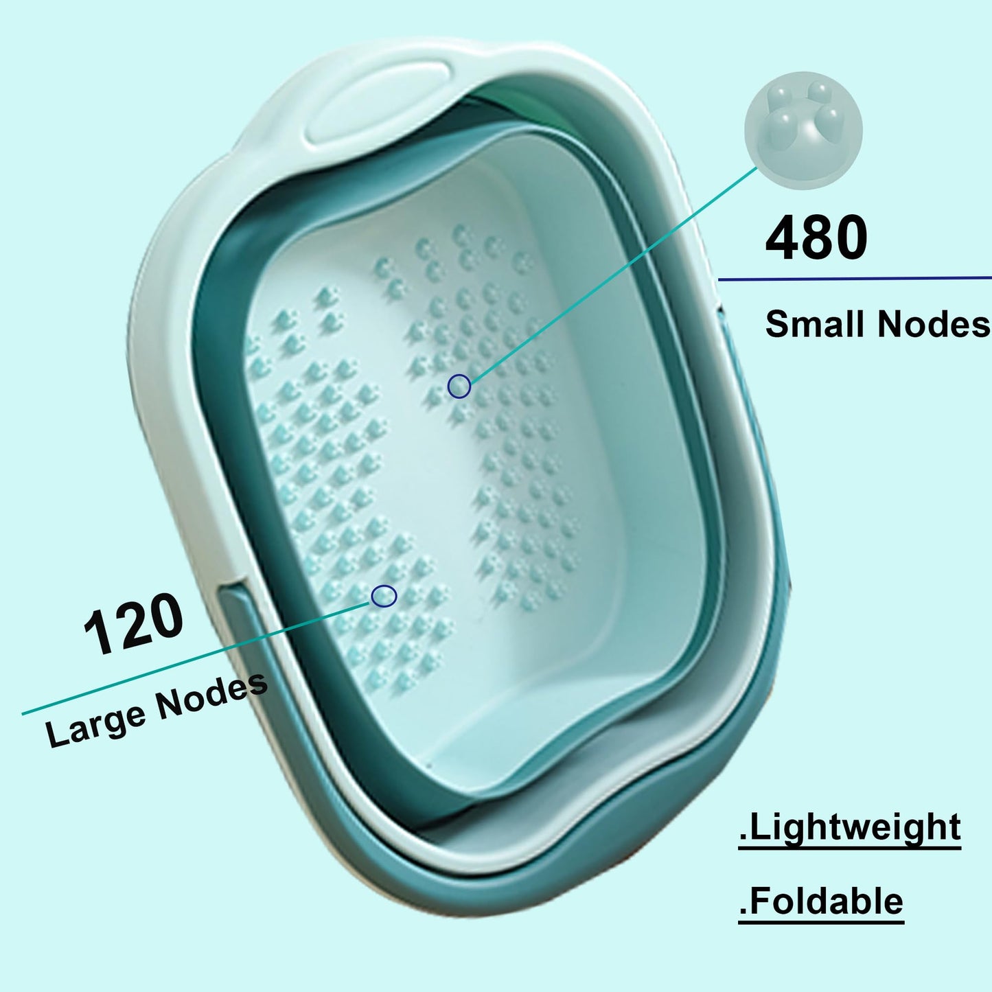 Leemeimei Foot Bath 15L(4 GL) Collapsible Foot Soak Tub with Handle, Foot Spa Bath Massager Foot Soaking for Dry Cracked Feet, Plastic Foot Bucket