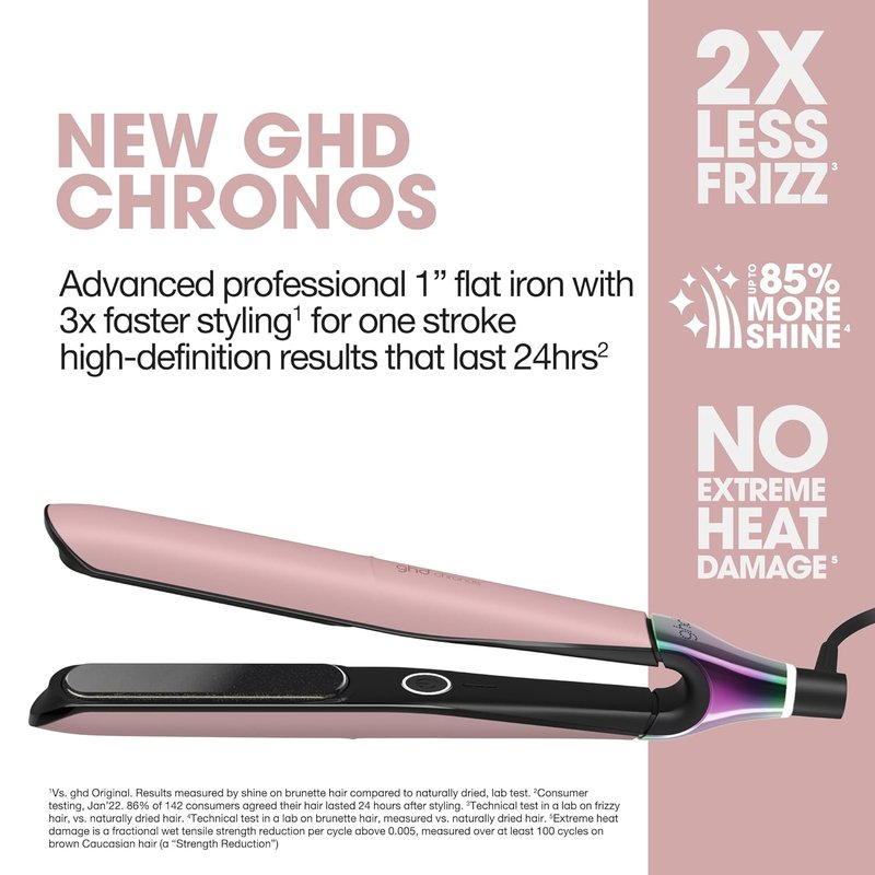 GHD Chronos Styler - 1” Smart Flat Iron Hair Straightener | HD Motion Technology, Faster Styling, Transcendent Pink