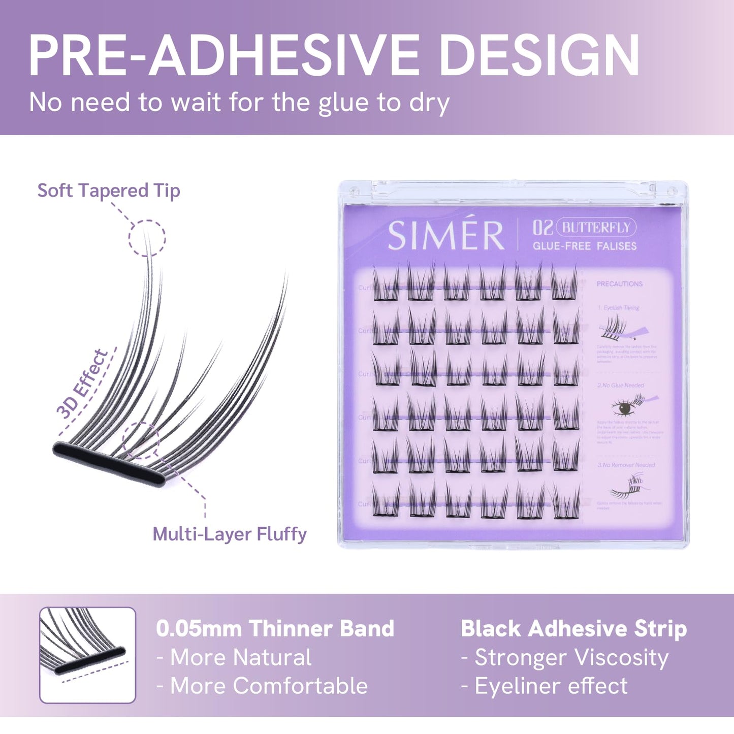 Self Adhesive Lash Clusters Press On Lashes Natural Eyelash Clusters 10-14mm C Curl Pre-Glued Cluster Lashes No Glue Needed Reusable Wispy DIY Eyelash Extension