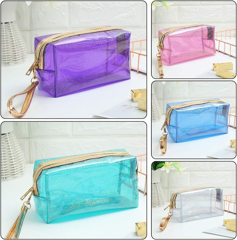 Waterproof Cosmetic Bag Set - 5 Pack Portable Translucent Makeup Pouches | Travel Toiletry Organizers