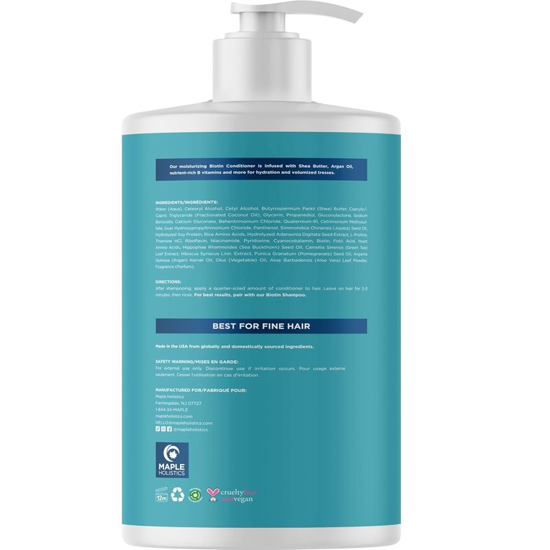 Biotin Conditioner for Thinning Hair - Volumizing Formula with Argan Oil & Green Tea | 32 Fl Oz