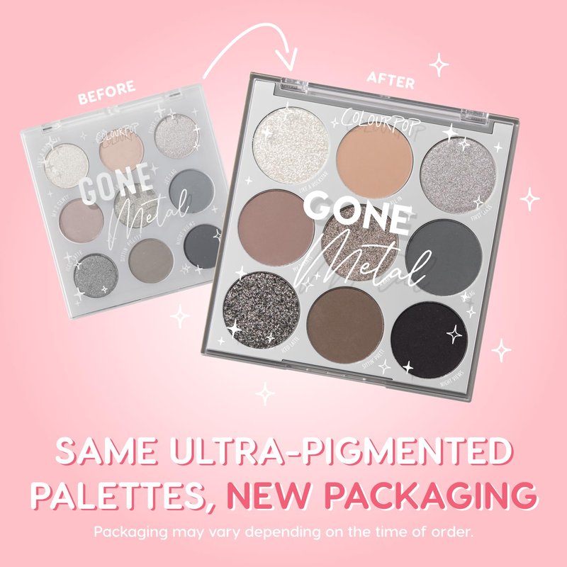ColourPop Eyeshadow Palette - Eye Makeup Palette with Matte, Metallic, Matte Sparkle & Glitter Finishes - High-Pigment Eye Makeup with a Long-Wearing Formula - Gone Metal (0.3 oz)