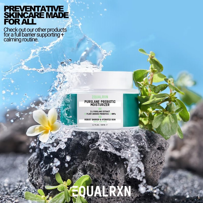 EqualRXN Purslane Prebiotic Moisturizer - Lightweight Daily Skin Repair Hydrating Gel-Cream with 1% Purslane Extract & Ceramide for All Skin Types