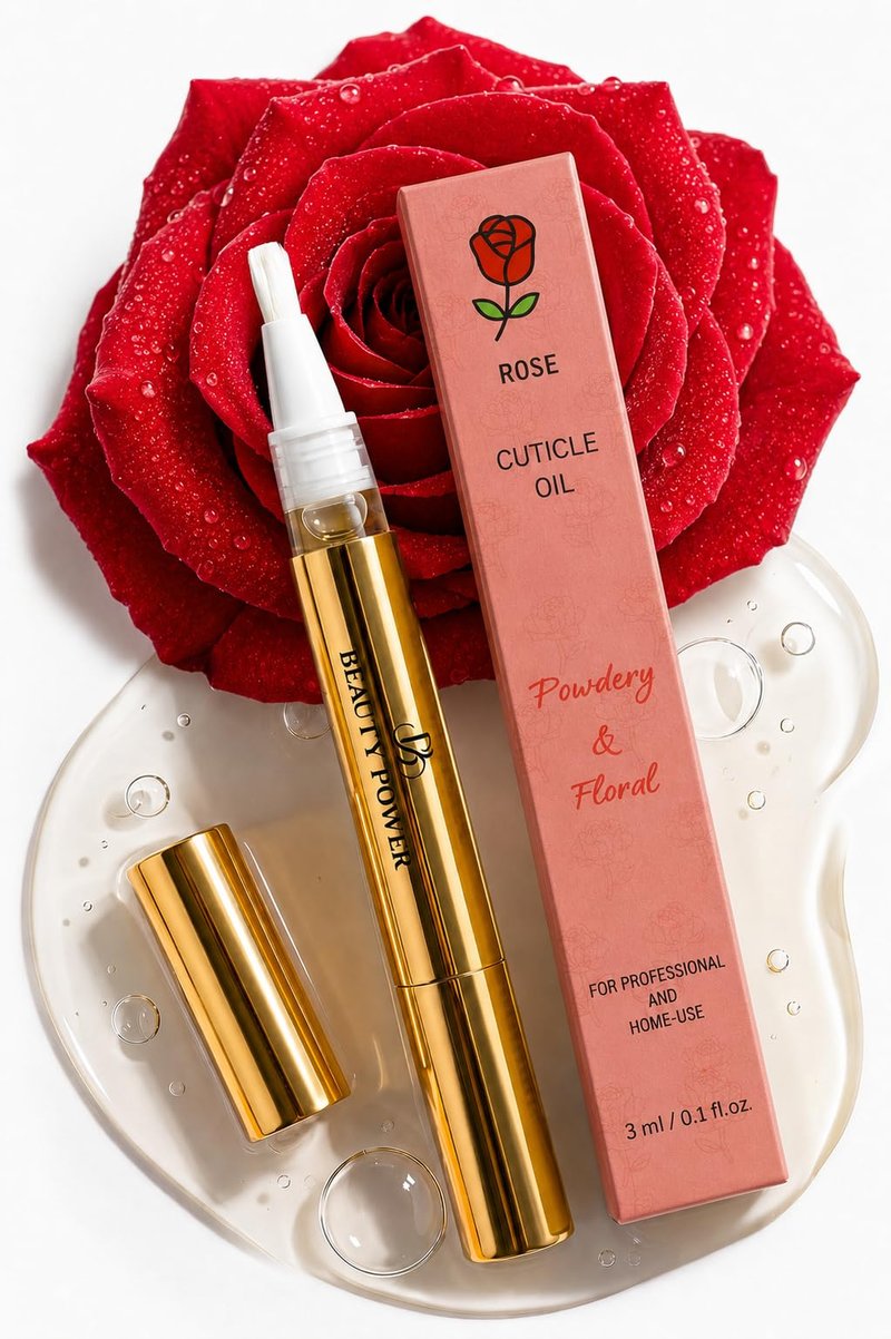 Beauty Power Nail Oil Cuticle Pen - Rose – Nail Strengthener & Growth Serum with Vitamin A, D, E, B5, Grapeseed & Natural Oils – Repair for Brittle, Peeling, Thin Nails – Gift Idea