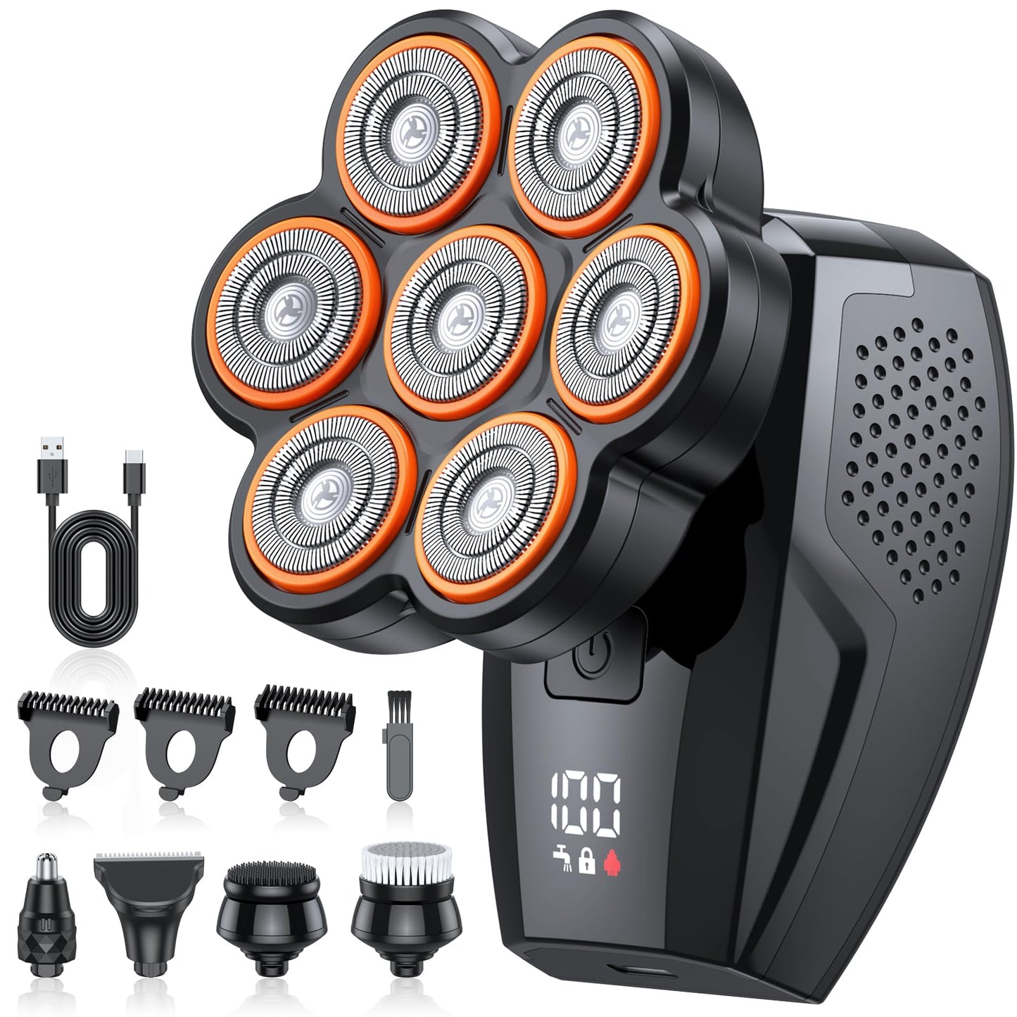 Head Shavers for Bald Men, 7D Electric Razor 10000 RPM High-Speed Mens Head Shaver, LED Display & IPX8 Waterproof for Wet/Dry Use, Fast Rechargeable Shaving Grooming Kit