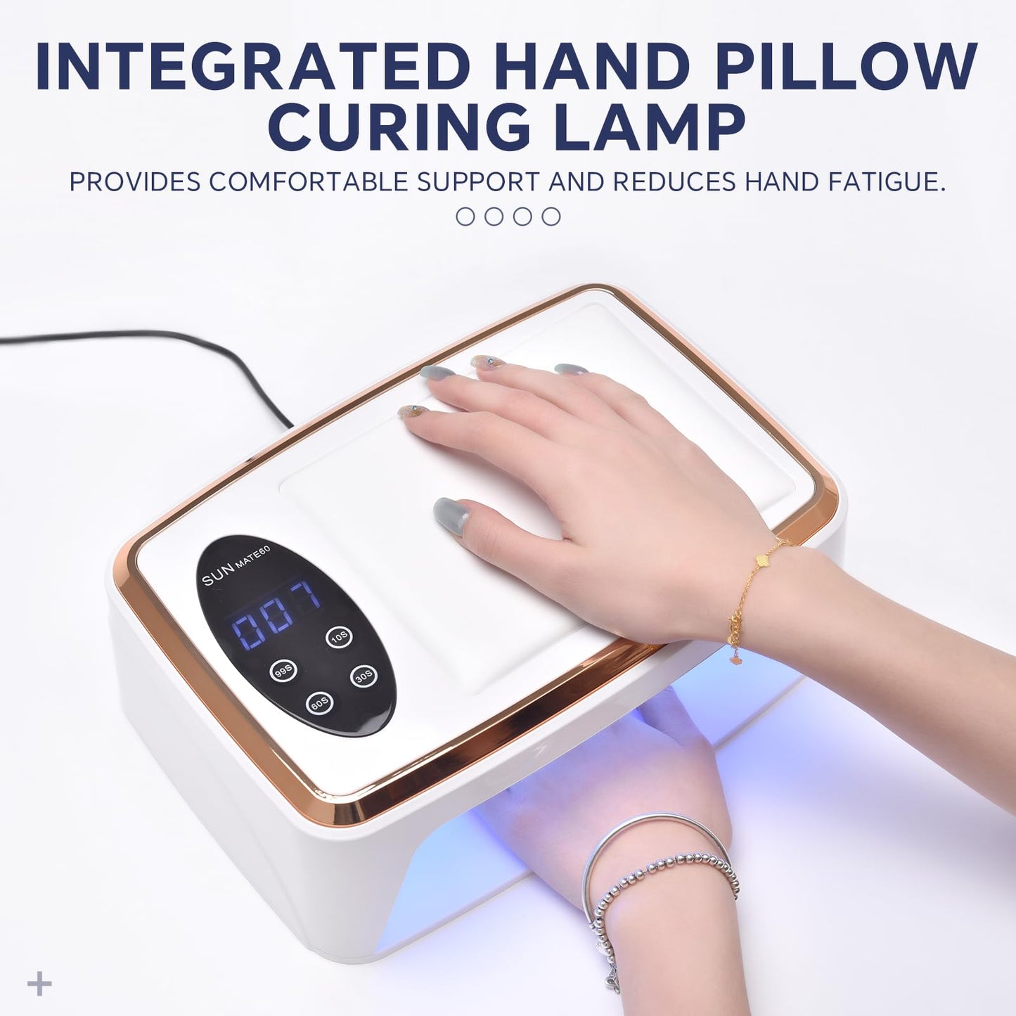 KADS 380W UV LED Nail Lamp with Built-in Hand Cushion & Free Pink Gloves – Professional Gel Nail Dryer for Fast Curing, Salon-Quality Manicure & Pedicure at Home