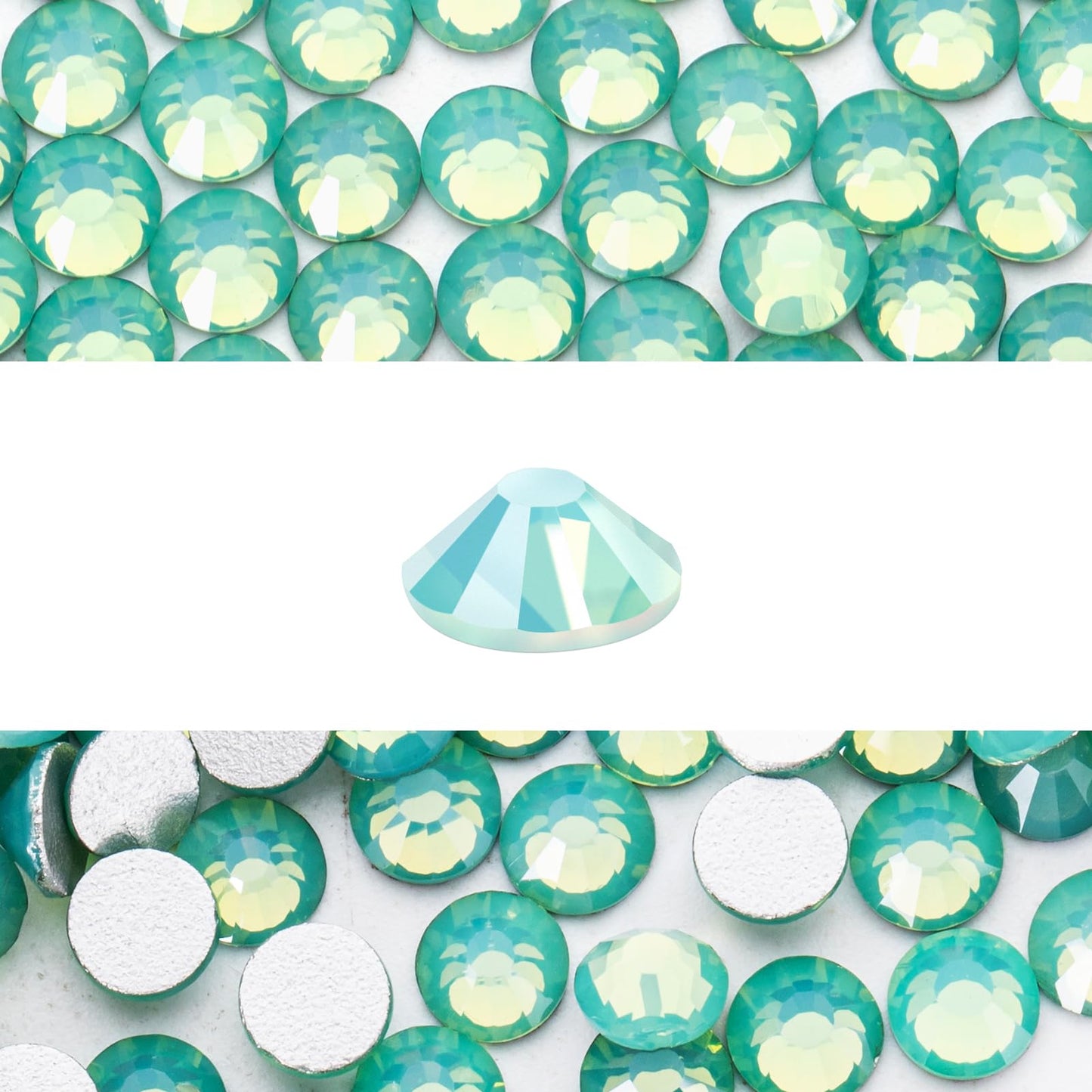 Novani 3000 Pieces Flatback Rhinestones Glass Round Gems Green Opal Crystals for Nail Art DIY Crafts Clothes Shoes,SS20,4.6-4.8mm