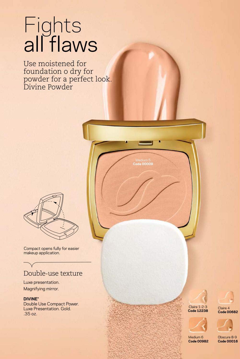 L'Bel Divine Double Use Compact SPF 15 Gold Deluxe Edition Medium 5 .35 oz (10g)