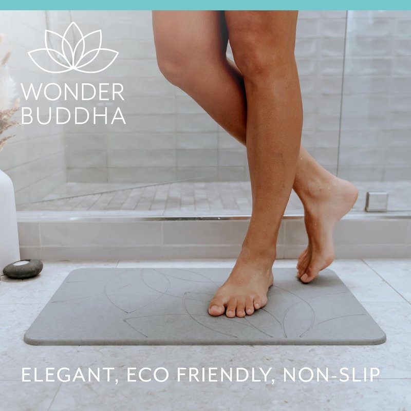 Wonder Buddha Stone Bath Mat - Luxurious Lotus Design for Spa-Like Comfort