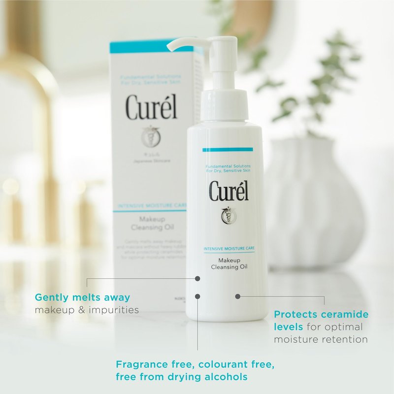 Curel Japanese Skin Care Makeup Cleansing Oil for Face, Oil-Based Makeup Remover for Dry, Sensitive Skin, Fragrance Free Facial Cleansing Oil, 5 Oz