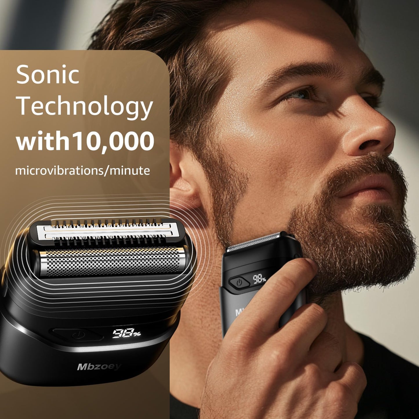 Mbzoey Electric Foil Shavers for Men: Mini Electric Razor for Face - IPX7 Waterproof Cordless Razor with LED Display & Fast Charge - Micro-Comb Technology & Precision Blades，Father's Day Gifts