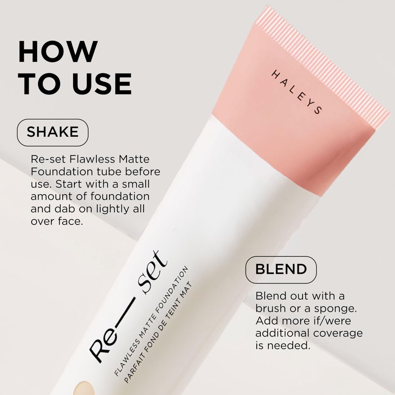 HALEYS Re-set Full Coverage Matte Foundation, VEGAN + CRUELTY-FREE, Oil-Free Liquid Foundation with Double-Dose Pigments for Long-Lasting, Smooth, Natural Finish for Sensitive, Acne-Prone Skin (7)