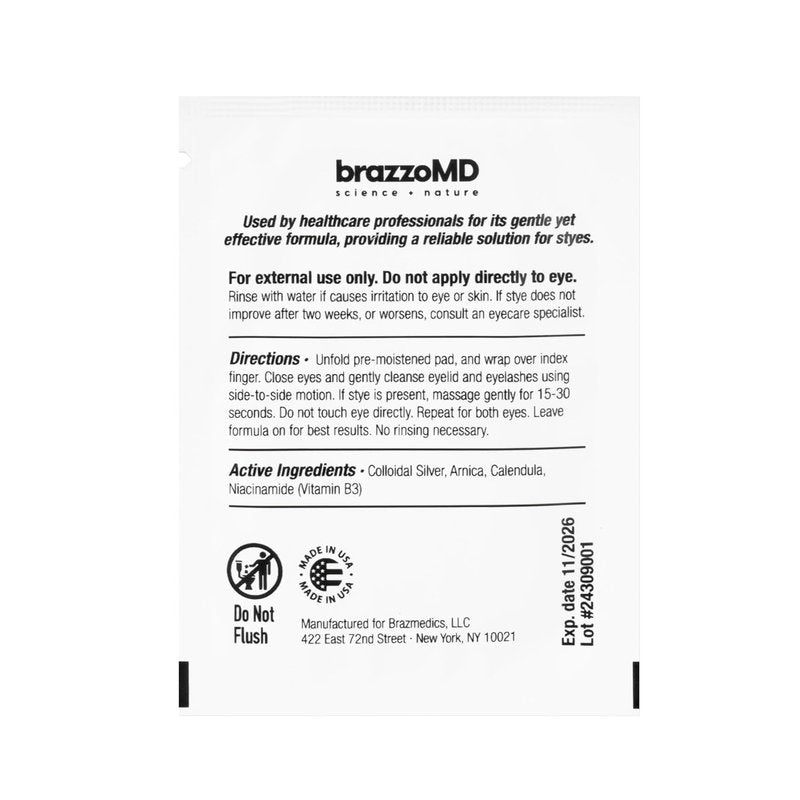 BrazzoMD StyeRx Eyelid & Lash Wipes for Stye Relief | 60 Count Box